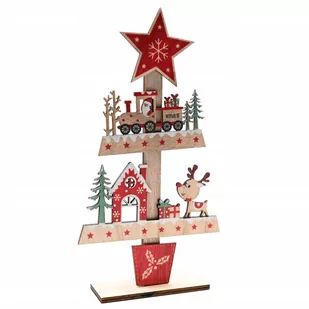 ŚWIĄTECZNA CHOINKA DEKORACJA DREWNIANA FIGURKA PREZENT BOŻE NARODZENIE 25CM - Ozdoby bożonarodzeniowe - miniaturka - grafika 1