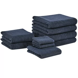 Komplet 9 ręczników bawełnianych frotte ciemnoniebieski MITIARO Lumarko - Ręczniki - miniaturka - grafika 1