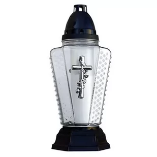 Zestaw 6 x Znicz szklany krzyż 31,5 cm srebrny - Lampiony i znicze - miniaturka - grafika 1