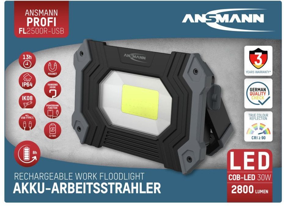 Ansmann Lampa robocza FL2500R, 2400 lumenów, akumulator