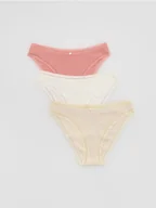 Majtki damskie - Reserved - Bawełniane majtki figi 3 pack - różowy - miniaturka - grafika 1