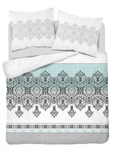 Pościel z bawełny, szaro-zielony ornament wz.3833b, 200x220 cm, 3 elementy - Pościel - miniaturka - grafika 1