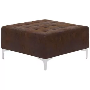 Beliani Otomana ekoskóra brązowa ABERDEEN - Taborety i hokery - miniaturka - grafika 2
