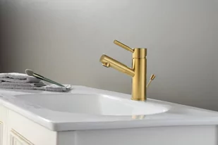 DEN-BUN.010 ZŁOTY SZCZOTKOWANY (MAT) - Baterie umywalkowe - miniaturka - grafika 1