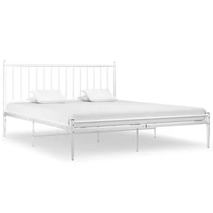 vidaXL Rama łóżka biała metalowa 140 x 200 cm 325019 - Łóżka - miniaturka - grafika 1