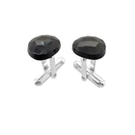 Spinki do mankietów i krawatów - Spinki do mankietów Czarny Spinel (S1260) Srebro [925] - miniaturka - grafika 1