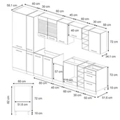 Meble kuchenne - Vicco Szafki kuchenne Fame-Line, Ciemnoniebieski wysoki połysk/antracyt, 355 cm bez blatu roboczego - miniaturka - grafika 1
