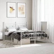 Łóżka - Metalowa rama łóżka z wezgłowiem i zanóżkiem, biała, 140x200 cm Lumarko! - miniaturka - grafika 1
