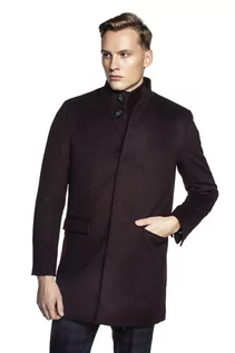 Płaszcze męskie - Elegancki bordowy płaszcz męski z krytymi guzikami Recman HAROL - grafika 1