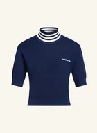 Moda i Uroda OUTLET - Adidas Originals Dzianinowa Koszulka Cropped blau - miniaturka - grafika 1