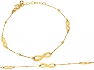 Bransoletki - Bransoletka złota 585 z kuleczkami i nieskończonością 1.17g rozmiar 20 - miniaturka - grafika 1