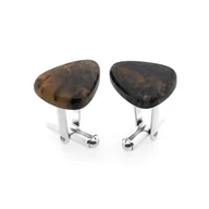 Spinki do mankietów i krawatów - Srebrne spinki do mankietów Agat Dendrytowy (S262) Srebro [925] - miniaturka - grafika 1