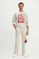 Bluzy męskie - G-Star Raw bluza bawełniana męska kolor beżowy z nadrukiem D24678-D562 - miniaturka - grafika 1
