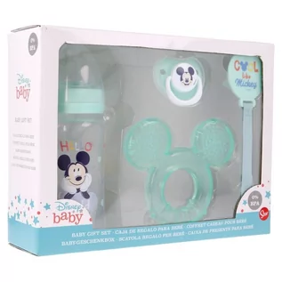 Butelki dla niemowląt - DISNEY - MICKEY MOUSE DISNEY MICKEY MOUSE Mickey Mouse Zestaw dla niemowlaka butelka za smoczkiem 240ml smoczek anatomiczny gryzak uchwyt na gryzak Cool 13008 - grafika 1