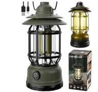 Lampy ogrodowe - LAMPA OGRODOWA KEMPINGOWA NA BIWAK PIKNIK AKUMULATOROWA USB LATARNIA Z UCHWYTEM - miniaturka - grafika 1