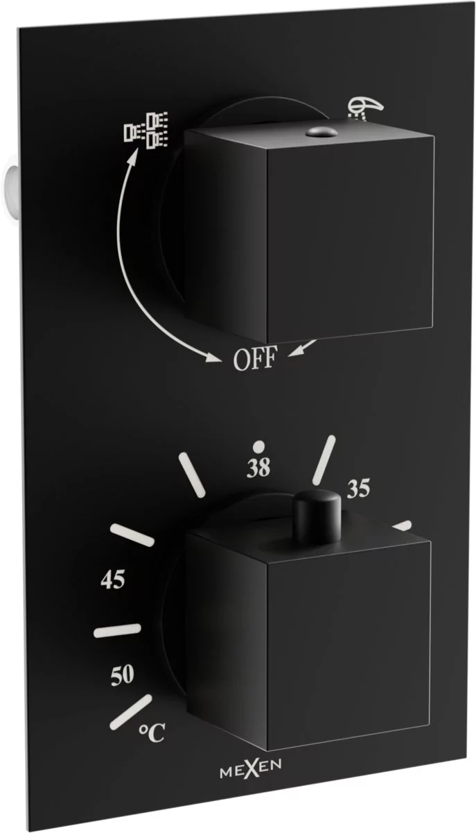Mexen Cube termostatyczna bateria wannowo-prysznicowa 2-wyjściowa czarna - 77502-70