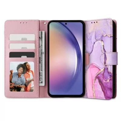 Etui TECH-PROTECT Wallet do Samsung Galaxy A25 5G Marble Różowo-fioletowy