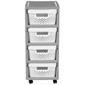 Pojemniki biurowe - Curver Regał z 4 koszami INFINITY ażurowy biały 231556 - miniaturka - grafika 1