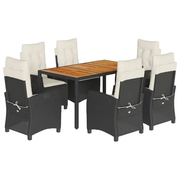 Zestaw Mebli Ogrodowych z Rattanu PE, Stół 150x90x75 cm, Krzesła 57x66x9