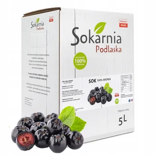 SOK Z ARONII ARONIA 5L 100% Tłoczony Do Herbaty Syropów Deserów Świeży - Syropy i koncentraty owocowe - miniaturka - grafika 1