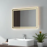 Lustra - EMKE Lustro łazienkowe LED 50x70cm Lustro łazienkowe z oświetleniem Ciepłe białe światło Lustro ścienne z funkcją pamięci Lustro do makijażu IP44 Energooszczędne podświetlane lustro - miniaturka - grafika 1