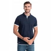 Koszulki męskie - Koszulka męska polo bawełniana granatowa Ombre V4 OM-POSS-0113 rozmiar XL - miniaturka - grafika 1