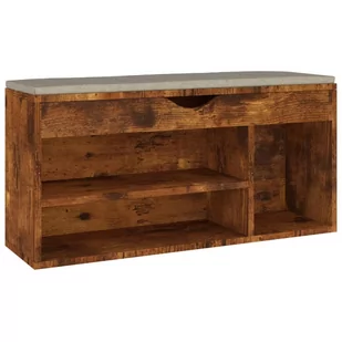 vidaXL Ławka na buty z poduszką, przydymiony dąb, 104x30x49 cm, płyta - Szafki na buty - miniaturka - grafika 1