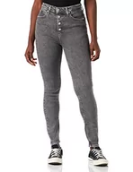 Spodnie damskie - Calvin Klein Damskie spodnie do kostki z wysokim stanem, super skinny dżins, szary, 34 W, Szary dżins, 34W - miniaturka - grafika 1