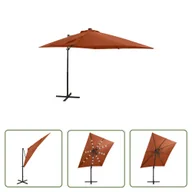 Parasole ogrodowe - The Living Store Parasol wiszący z lampkami LED i słupkiem - terakota - 250 cm - Parasol Wiszący - miniaturka - grafika 1
