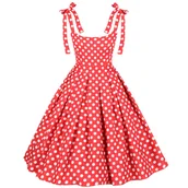Sukienki - Sukienka PIN UP retro w grochy groszki czerwona PRODUKT POLSKI kieszenie - miniaturka - grafika 1