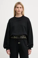 Bluzy damskie - Just Cavalli bluza bawełniana damska kolor czarny gładka 79PAIE20 CF100 - miniaturka - grafika 1
