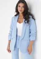 Marynarki i żakiety damskie - Niebieska Marynarka z Rękawami 7/8 i Ozdobnymi Klapami Edie - miniaturka - grafika 1