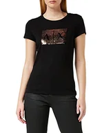 Koszulki i topy damskie - Armani Exchange Damska koszulka podstawowa z logo na biust, Czarny, XL - miniaturka - grafika 1