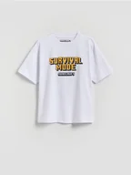 Koszulki dla chłopców - Reserved - Bawełniany t-shirt Minecraft - biały - miniaturka - grafika 1