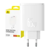 Ładowarki do telefonów - Ładowarka sieciowa Baseus OS-Cube Pro 2xUSB-C + USB, 65W (biała) - miniaturka - grafika 1