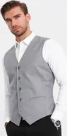Kamizelki męskie - Ombre Kamizelka męska garniturowa bez klap - szara V3 OM-BLZV-0112 XL - miniaturka - grafika 1