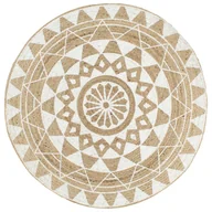 Dywaniki łazienkowe - vidaXL Ręcznie wykonany dywanik, juta, biały nadruk, 90 cm 133695 - miniaturka - grafika 1
