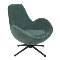 Fotele - Fotel LUNAIRE obrotowy w tkaninie TEDDY BOUCLÉ zielony 86x76x87 cm HOMLA - miniaturka - grafika 1