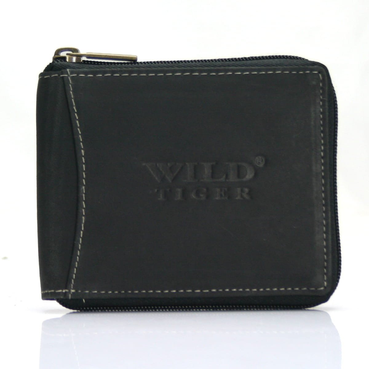 Portfel męski poziomy z nubuku Wild Tiger - czarny