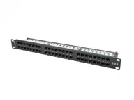 Switche - Lanberg patchpanel 19" 48 portów kat.6 1U czarny - miniaturka - grafika 1