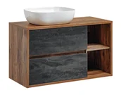 Szafki łazienkowe - Szafka łazienkowa z umywalką, Hampton, 100x46x60 cm, dąb hunton, mat - miniaturka - grafika 1