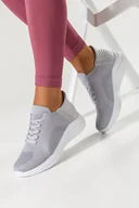 Sneakersy damskie - Szare buty sportowe damskie na fitness sneakersy na elastycznej białej platformie sznurowane Casu L8010-38 - miniaturka - grafika 1