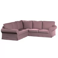 Pokrowce na meble - Pokrowiec na sofę narożną Ektorp, DEKORIA, różowy z czarną nitką, 240/136x82x73 cm - miniaturka - grafika 1