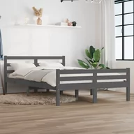 Łóżka - Lumarko Rama łóżka, szara, lite drewno, 120x190 cm, podwójna - miniaturka - grafika 1