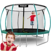 Trampoliny - Neo-sport Trampolina ogrodowa 12ft/374cm z siatką, profilowanymi słupkami i drabinką - miniaturka - grafika 1