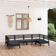 Meble ogrodowe - vidaXL 6-cz. zestaw wypoczynkowy do ogrodu, czarny, drewno sosnowe - miniaturka - grafika 1