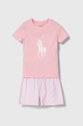 Piżamy dla dziewczynek - Polo Ralph Lauren piżama dziecięca kolor różowy wzorzysta - miniaturka - grafika 1