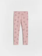 Spodnie i spodenki dla dziewczynek - Reserved - Legginsy w serduszka - brudny róż - miniaturka - grafika 1