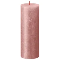 Świece - Bolsius Rustic Shimmer świeca bryłowa pieńkowa rustykalna metalizowana bezzapachowa 19 cm 190/68 mm - Róż Pink - miniaturka - grafika 1