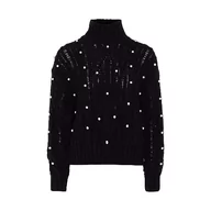 Swetry damskie - faina Damski sweter z golfem CZARNY XL/XXL, czarny, XL - miniaturka - grafika 1